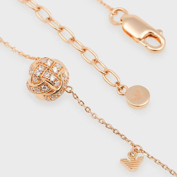 Dây Chuyền Emporio Armani Rose Gold Sterling Silver Chain Necklace Màu Vàng Hồng - 3