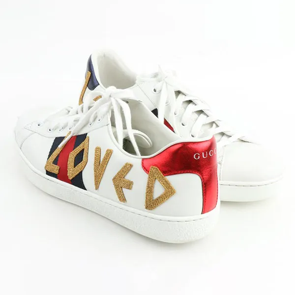 Giày Sneaker Gucci WMNS Ace Loved 505328-DOPE0-9095 Phối Màu Trắng/Xanh/Đỏ