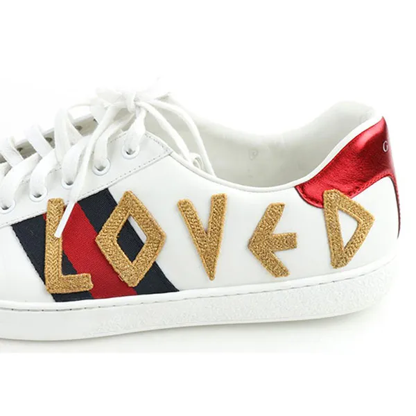Giày Sneaker Gucci WMNS Ace Loved 505328-DOPE0-9095 Phối Màu Trắng/Xanh/Đỏ