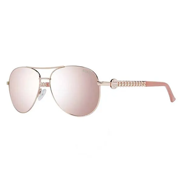 Kính Mát Guess Aviator Ladies Sunglasses GF6088 28U 60 Màu Vàng Hồng