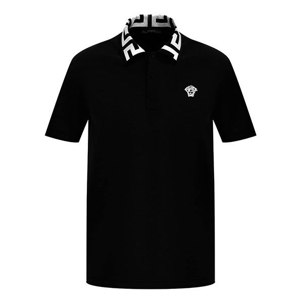 Áo Polo Versace Men's Black Greca-Trim Medusa-Plaque Polo Shirt Màu Đen - 1