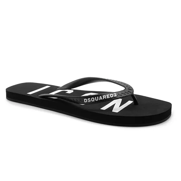Dép Xỏ Ngón Dsquared2 Icon Logo Flip Flops In Black FFM0001 Màu Đen Size 42