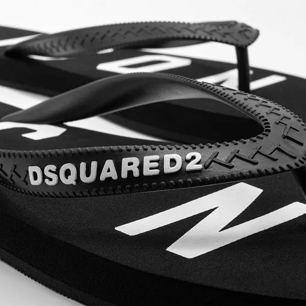 Dép Xỏ Ngón Dsquared2 Icon Logo Flip Flops In Black FFM0001 Màu Đen Size 42