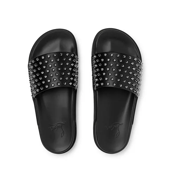 Dép Christian Louboutin Pool Fun Black Calf Flat Slider Màu Đen - Dép - Vua Hàng Hiệu
