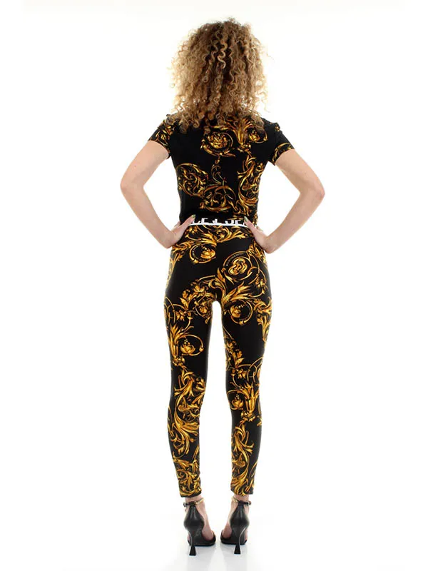 Quần Dài Nữ Versace Jeans Couture 72HAC101 JS055 G89 Regalia Baroque Leggings Trousers Black Màu Đen Vàng - Thời trang - Vua Hàng Hiệu