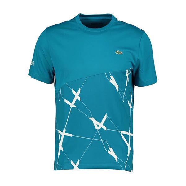 Áo Phông Lacoste Men’s Blue Geo Print T Shirt TH8413-4ZK Màu Xanh Cổ Vịt - 4