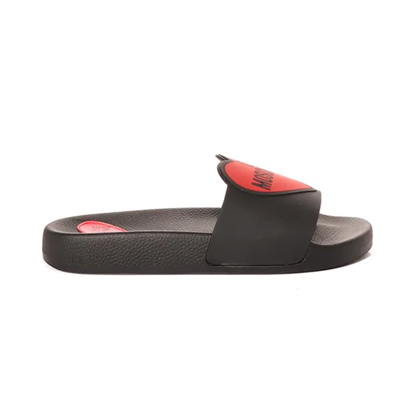 Dép Love Moschino Women's Black Heart Logo 2321DSL28042N Slides Màu Đen Đỏ - Dép - Vua Hàng Hiệu