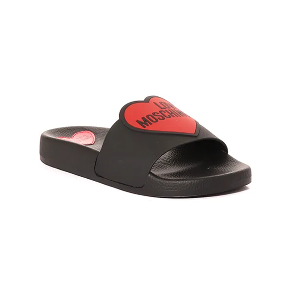 Dép Love Moschino Women's Black Heart Logo 2321DSL28042N Slides Màu Đen Đỏ - Dép - Vua Hàng Hiệu