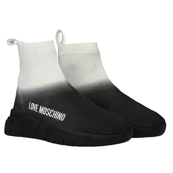 Giày Sneakers Love Moschino Sneakers Women Fabric Black Off White JA15233G1EIZH00A Màu Đen Trắng