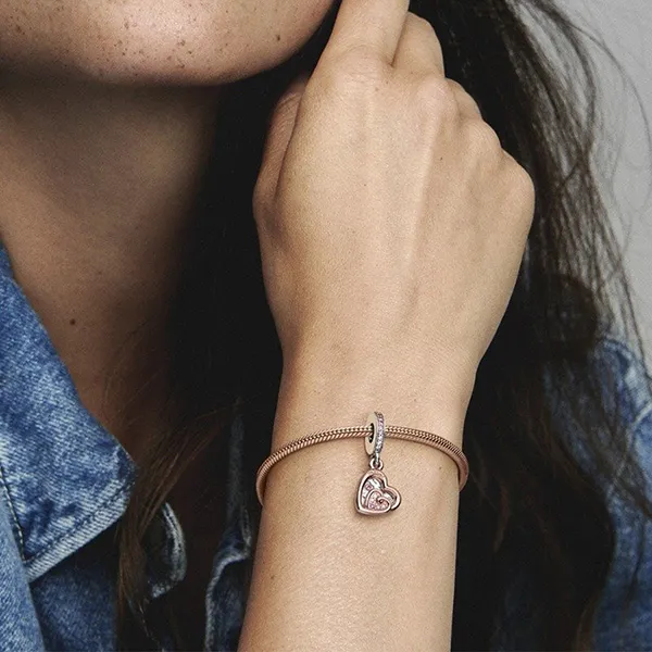 Hạt Vòng Charm Pandora Entwined Infinite Hearts Double Dangle Màu Hồng Vàng - Trang sức - Vua Hàng Hiệu