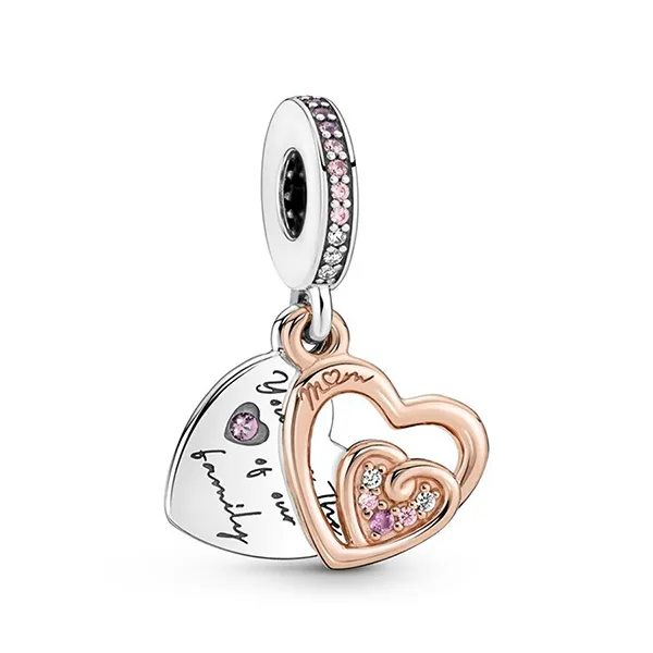 Hạt Vòng Charm Pandora Entwined Infinite Hearts Double Dangle Màu Hồng Vàng - Trang sức - Vua Hàng Hiệu