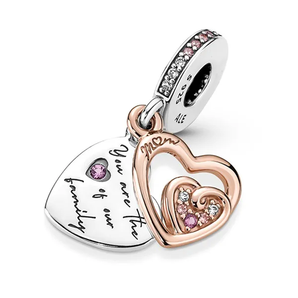 Hạt Vòng Charm Pandora Entwined Infinite Hearts Double Dangle Màu Hồng Vàng - Trang sức - Vua Hàng Hiệu