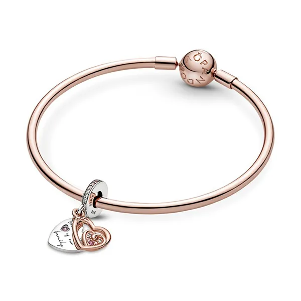 Hạt Vòng Charm Pandora Entwined Infinite Hearts Double Dangle Màu Hồng Vàng - Trang sức - Vua Hàng Hiệu
