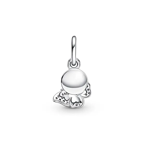 Hạt Vòng Charm Pandora Blue Butterfly & Quote Double Dangle Màu Bạc