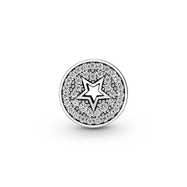 Hạt Vòng Charm Pandora Pavé & Star Congratulations Màu Bạc