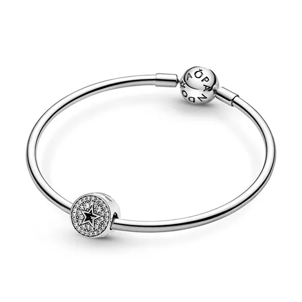 Hạt Vòng Charm Pandora Pavé & Star Congratulations Màu Bạc