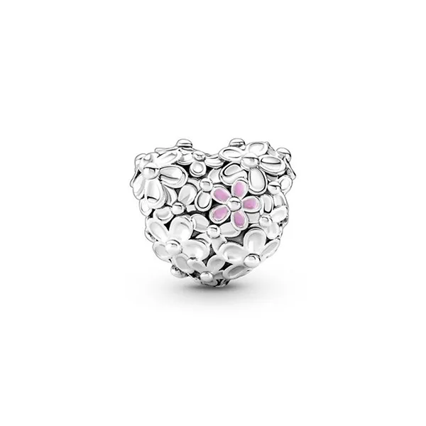 Hạt Vòng Charm Pandora Mom Daisy Heart Màu Bạc