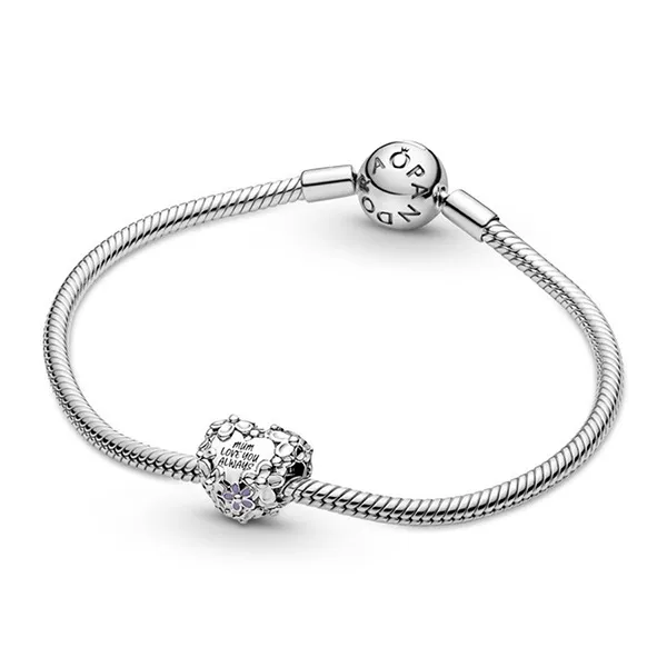 Hạt Vòng Charm Pandora Mom Daisy Heart Màu Bạc