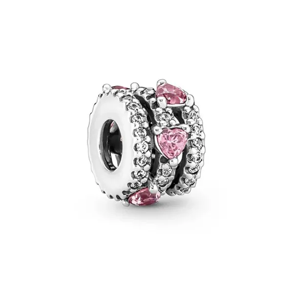 Hạt Vòng Charm Pandora Sparkling Triple Halo Hearts Màu Hồng - Trang sức - Vua Hàng Hiệu