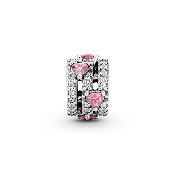 Hạt Vòng Charm Pandora Sparkling Triple Halo Hearts Màu Hồng - Trang sức - Vua Hàng Hiệu