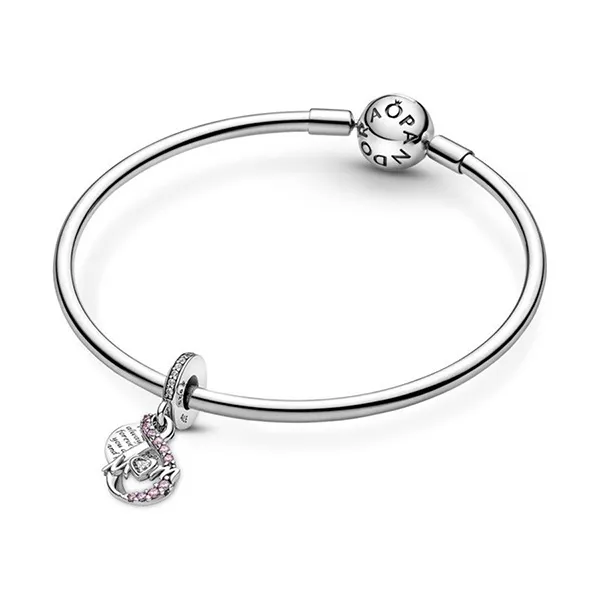 Hạt Vòng Charm Pandora Mum Infinity Pavé Double Dangle Màu Hồng