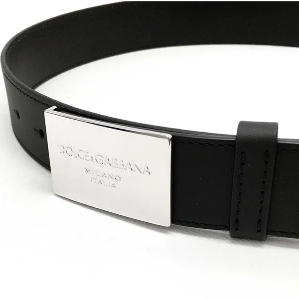 Thắt Lưng Dolce & Gabbana Belt D&G Mặt Bạc Vuông BC3624 Màu Đen Size 100 - Thắt lưng - Vua Hàng Hiệu