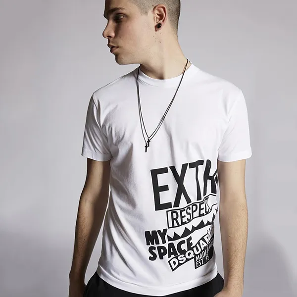 Áo Phông Nam Dsquared2 Extra D2 Cool T-Shirt S71GD1022 S23009 Màu Trắng Size XS