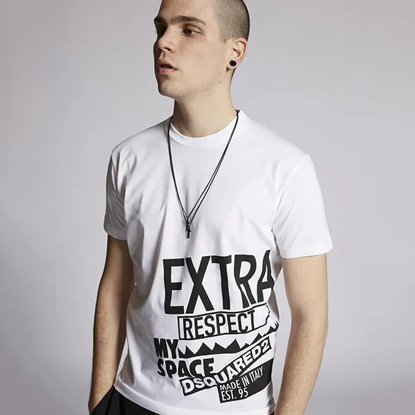 Áo Phông Nam Dsquared2 Extra D2 Cool T-Shirt S71GD1022 S23009 Màu Trắng Size XS