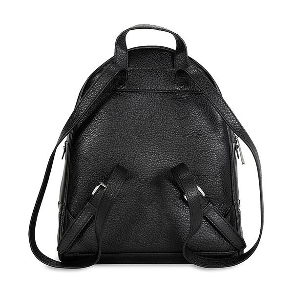 Michael Kors Jaycee Medium Black Pebbled Leather Zip Pocket Backpack B   handmethebagcom