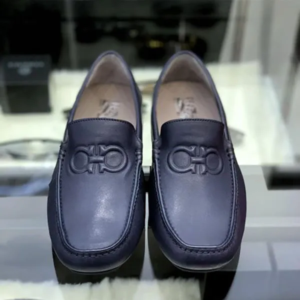 Giày Lười Salvatore Ferragamo Loafers Moca Hidden Logo Màu Xanh Navy - Giày - Vua Hàng Hiệu