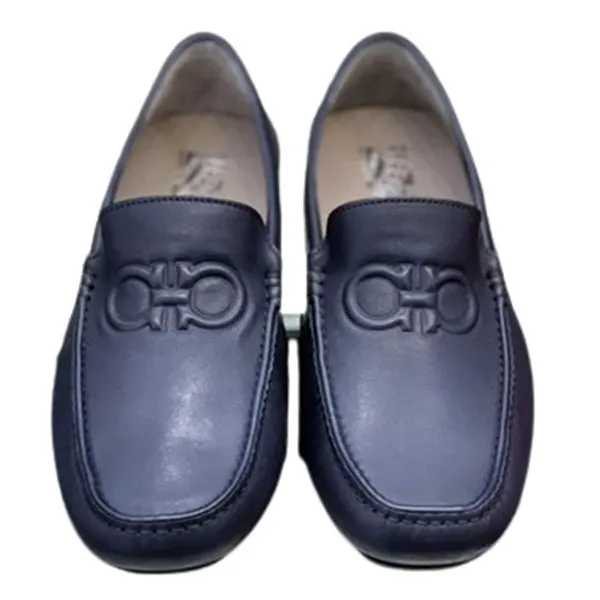 Giày Lười Salvatore Ferragamo Loafers Moca Hidden Logo Màu Xanh Navy - Giày - Vua Hàng Hiệu
