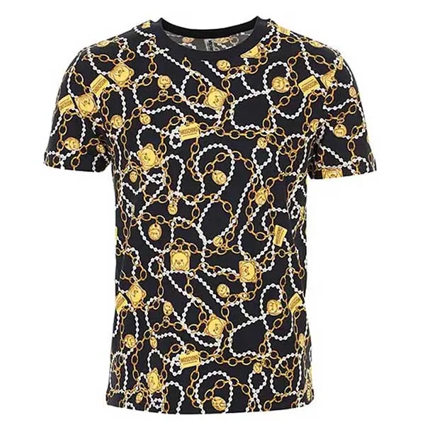 Áo Phông Moschino A19088109 1555 Đen Họa Tiết Vàng