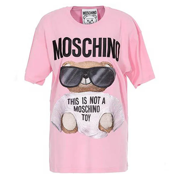 Áo Phông Moschino Micro Teddy Beat Cotton T-Shirt In Pink 202E V 070655401222 Màu Hồng Nhạt Size S