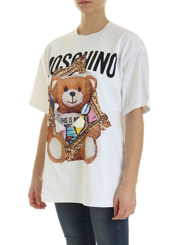 Áo Phông Moschino Frame Teddy Bear Print Jersey T-shirt 201D T070304401001 Màu Trắng Size S - 3
