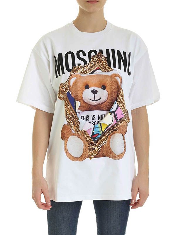 Áo Phông Moschino Frame Teddy Bear Print Jersey T-shirt 201D T070304401001 Màu Trắng Size S - 1
