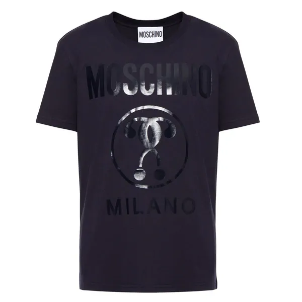 Áo Phông Moschino Cotton Tee Shirt With Double Mark Logo ZPA0706-2040 Màu Đen