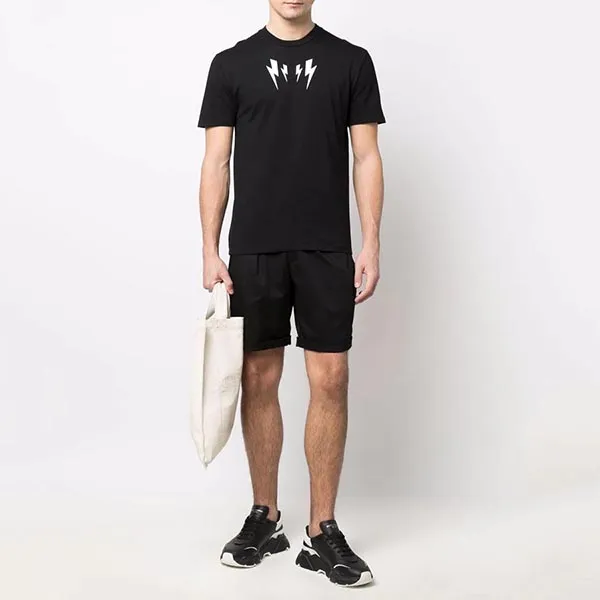 Áo Phông Neil Barrett Thunderbolt Mirror-Print Crew-Neck T-Shirt BJT048SS527S Màu Đen