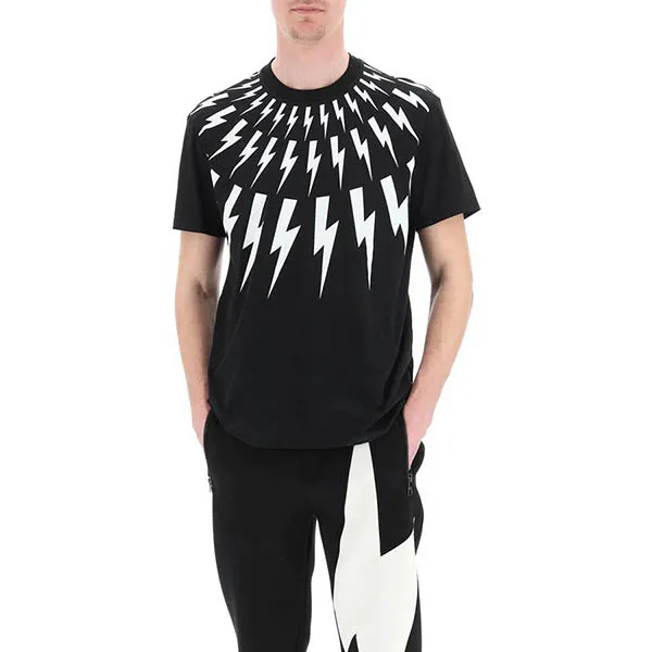 Áo Phông Neil Barrett Fair-Isle Thurnderbolt T-Shirt BJT007S S531S Màu Đen