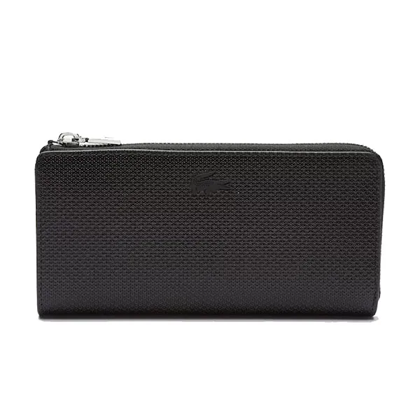 Ví Lacoste Unisex Chantaco Zippered Matte Piqué Leather Wallet NF3580KL Màu Đen
