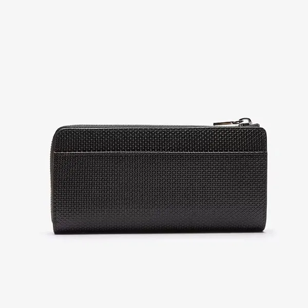 Ví Lacoste Unisex Chantaco Zippered Matte Piqué Leather Wallet NF3580KL Màu Đen