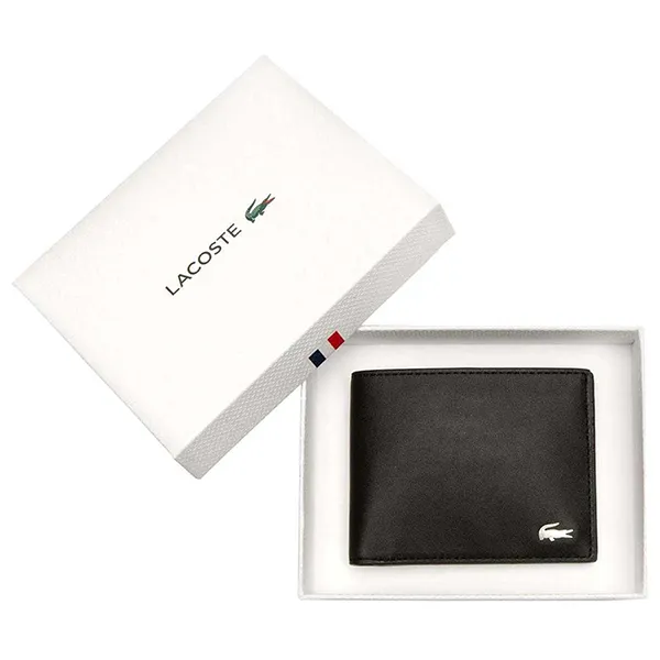 Ví Lacoste Men's Black Fitzgerald Leather Billfold with ID Card Holder NH1407FG Màu Đen