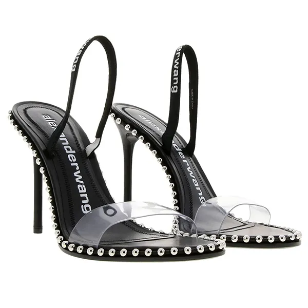 Dép Cao Gót Alexander Wang Nova Pvc Strap Sandal Black 3049S0000M001 Màu Đen