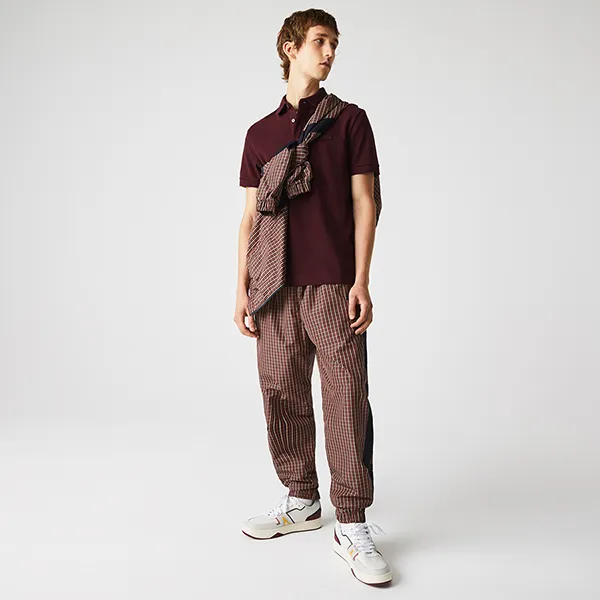 Áo Polo Lacoste Men's Paris Polo Shirt Regular Fit Stretch Cotton Piqué PH5522 00 SXL Màu Đỏ Thẫm Size 3