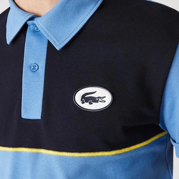 Áo Polo Nam Lacoste Heritage Stretch Cotton Piqué Shirt PH9767 Z2R Blue Slim Fit Màu Xanh Đen Size 4
