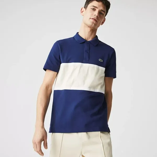 Áo Polo Lacoste Men's Regular Fit Colourblock Cotton Pique Polo Shirt PH9849 L13 Màu Xanh Navy Size M