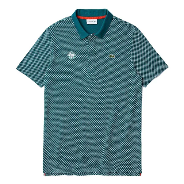 Áo Polo Men's Lacoste SPORT Roland Garros Print Cotton Polo Shirt PH3634 Màu Xanh Green Size S