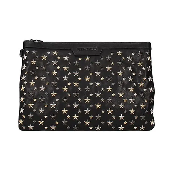 Túi Clutch Jimmy Choo Leather Biker Silver Derek Stars 153 Derek Màu Đen Bạc