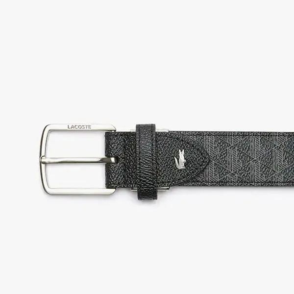 Thắt Lưng Lacoste Men's Monogram Tongue Buckle Woven Belt RC4041 Màu Đen Xám Size 110
