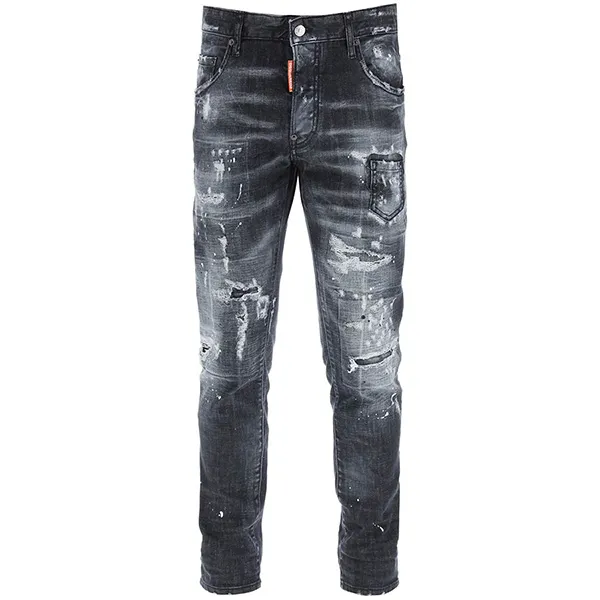 Quần Bò Dsquared2 Black Ripped Wash Skater Jeans S71LB1045 S30357 Màu Đen - 1