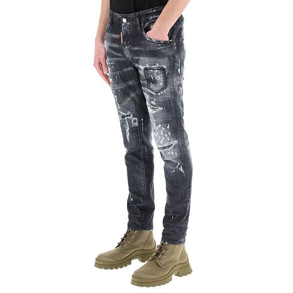 Quần Bò Dsquared2 Black Ripped Wash Skater Jeans S71LB1045 S30357 Màu Đen - 5
